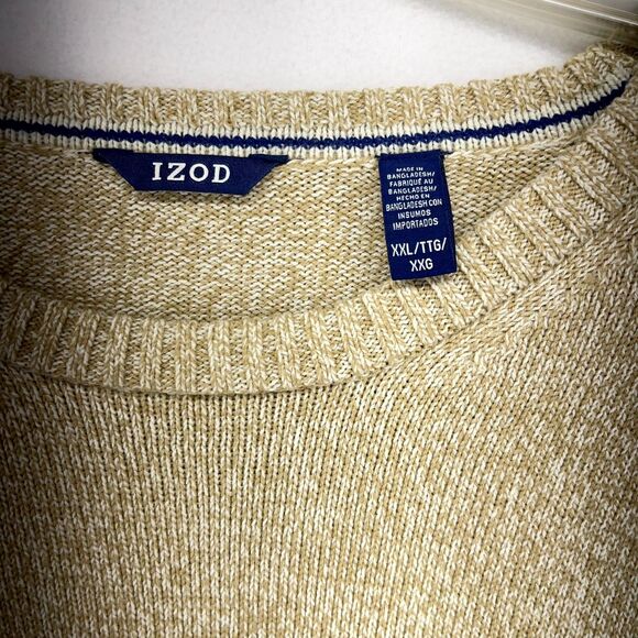 IZOD 7GG Woods Cove Chest Sweater Crew Neck Natural Color Mens Size XXL NEW - Picture 8 of 11
